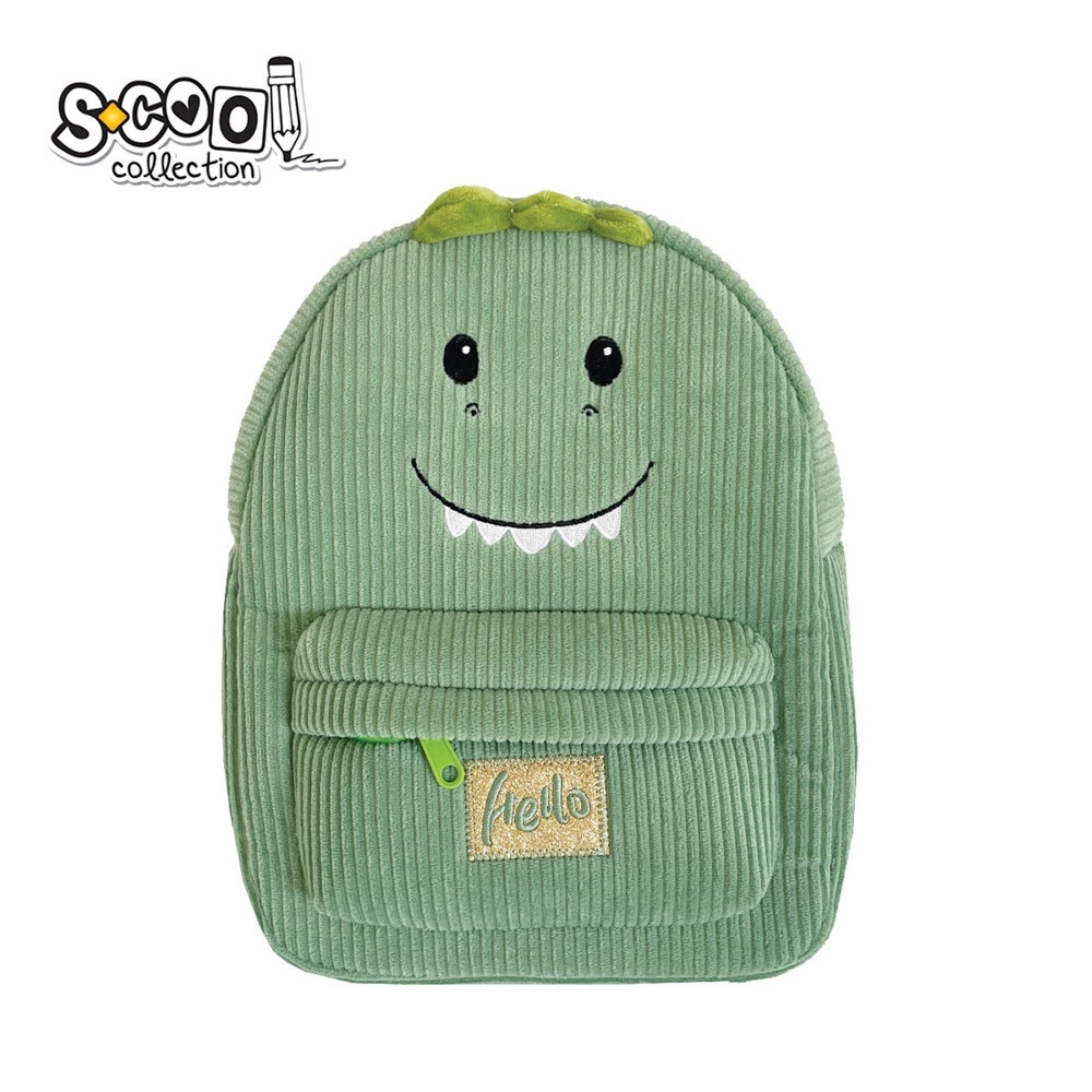 Ghiozdan pentru gradinita BABY ANIMALS, DINOSAUR, fermoar, verde, 23x8x28 cm - imagine 4